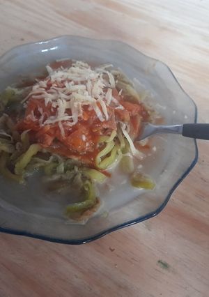 Una foto de Fideos de berenjena 🍆 🤤 😋