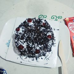 A picture of Eggless Black forest cake.