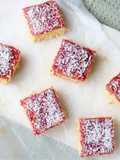 Vanilla Sponge Cake with Coconut & Jam - English School Dinner Cake