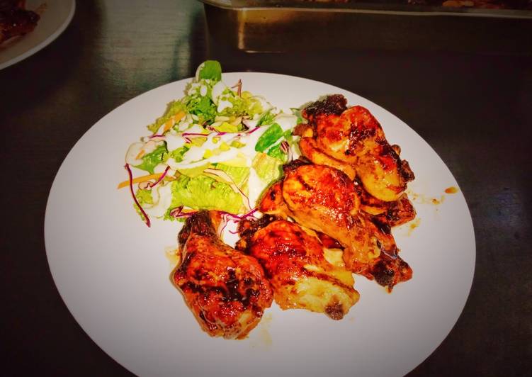 Steps to Make Jamie Oliver Pa&#39;s Buffalo wings mild spice with crispy ranch salad