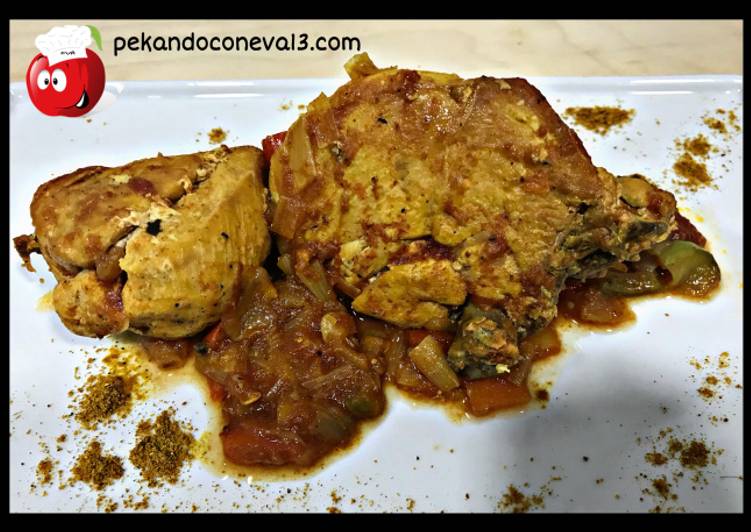 Pollo con vegetales al curry en Crock pot