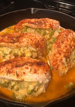A picture of Broccoli Cheddar Stuffed Chicken Breast.