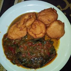 Akara and dried fish pepper soup A picture of Akara and dried fish pepper soup.