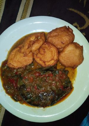 A picture of Akara and dried fish pepper soup.