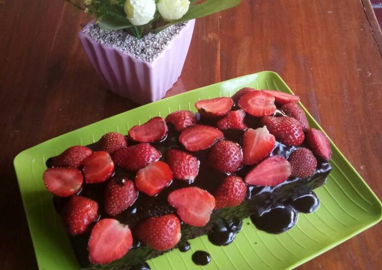 Eggless Chocolate Cake Siram Buah Choco Glaze