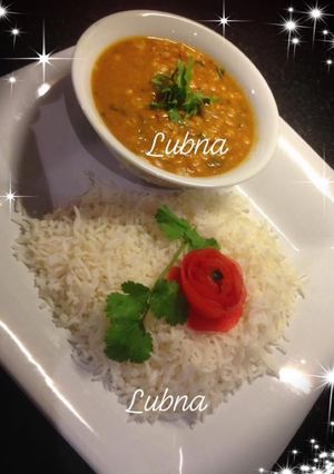 A picture of Moong masoor dal (yellow and red lentil curry) Vegan 🍃.