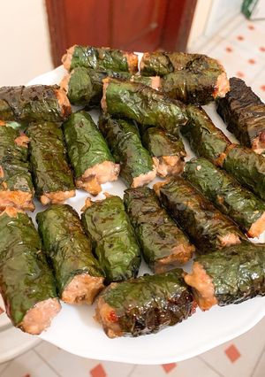 Hình của món Chả thịt lá xương sông.