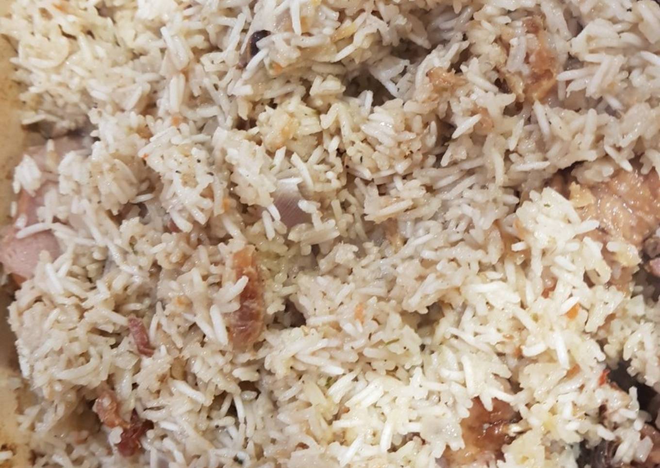 Coconut rice with dry fish
