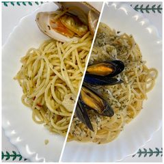 A picture of Spaghetti Clam/Mussels with Garlic and Chilli 白酒蒜辣海鮮意粉.