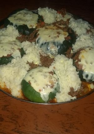 Una foto de Zapallos rellenos con carne picada y arroz