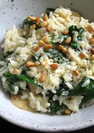 A picture of Spinach Risotto – Rice Cooker Method.