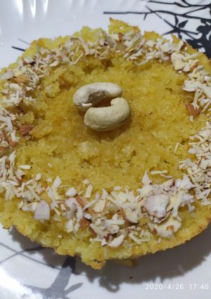 A picture of Besan sooji dryfruits eggless cake recipe.