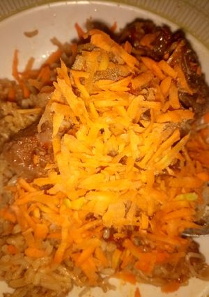A picture of Jollofrice with carrot.