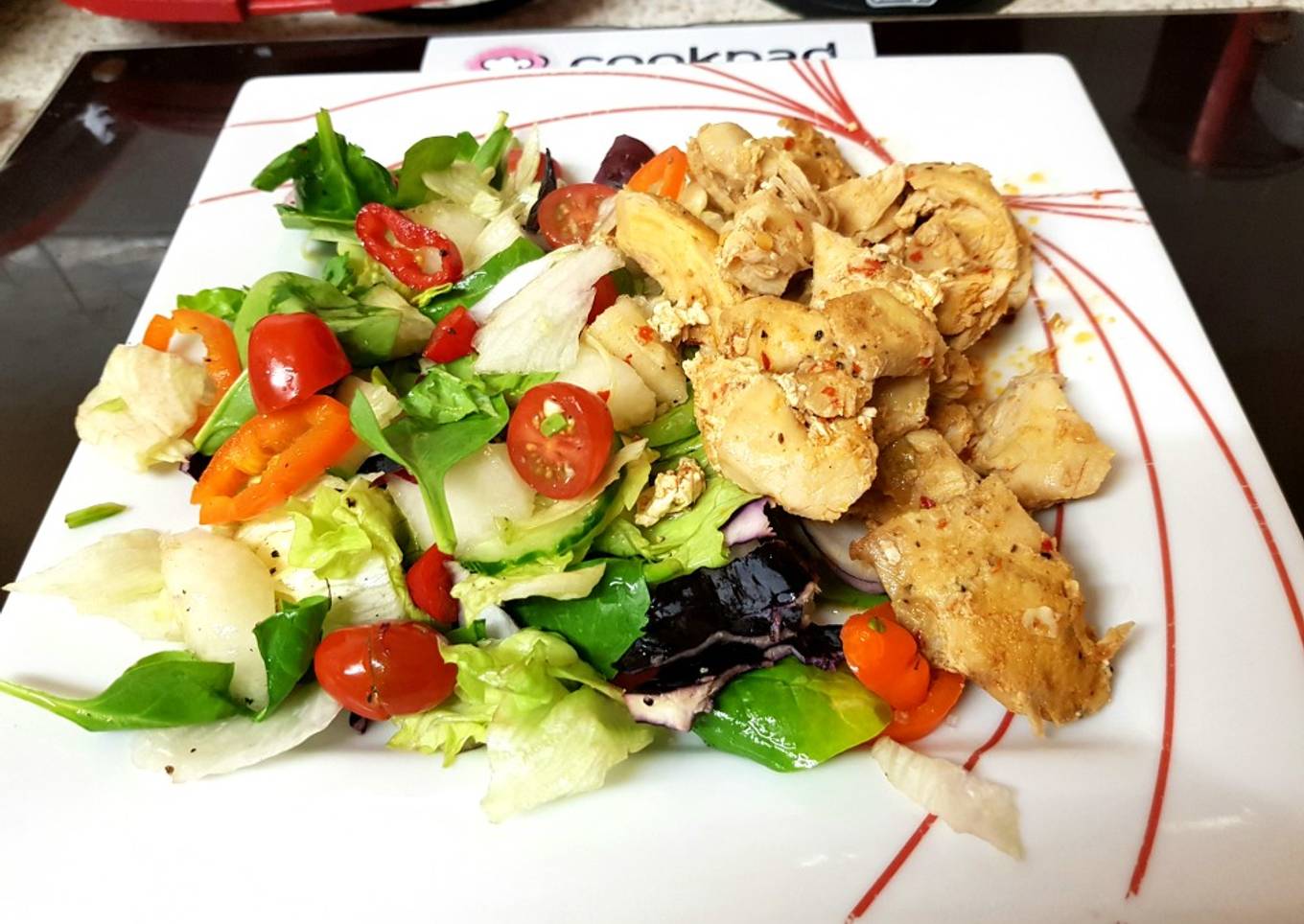 My Peri peri maranated Chicken breast with Salad. 😀