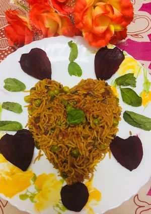 A picture of Beetroot pulav.
