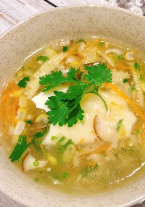 Hình của món Soup đậu hũ non rau củ.