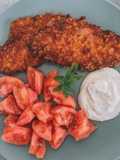 Chicken Schnitzel with Cereal Breading and Unique Tzatziki
