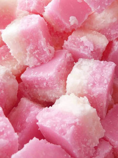 A picture of Vickys Coconut Ice Sweets, GF DF EF SF NF.