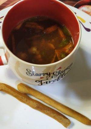 A picture of Chicken n vegetable soup.