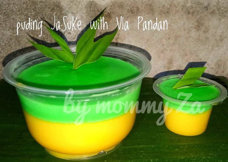 Resep Puding JaSuKe with vla Pandan, Enak Banget