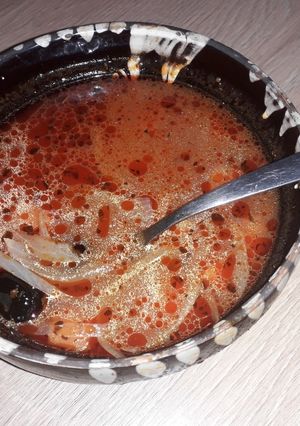 O poză a rețetei Supă de roșii cu carne de pui.