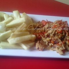 Fried yam and egg sauce A picture of Fried yam and egg sauce.
