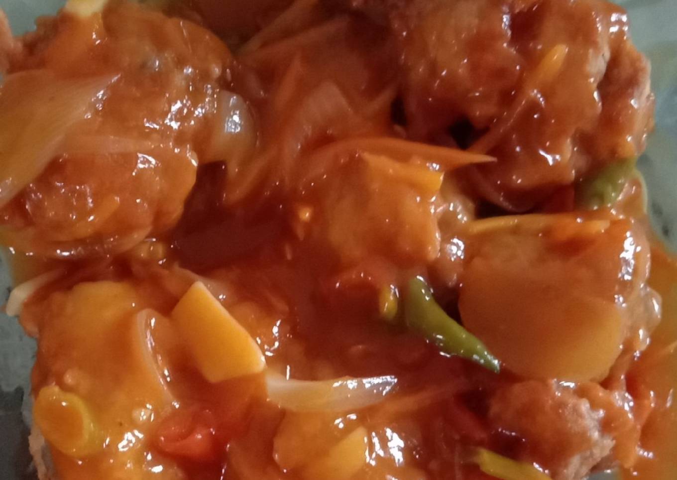 Ayam goreng tepung saos pedas manis
