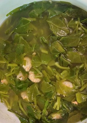 Hình của món Canh rau mồng tơi nấu tôm bồ hóc.