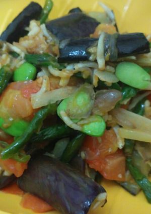 Foto resep Terong cabai hijau plus petai