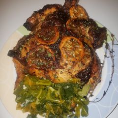 A picture of Honey lemon pepper roasted chicken.