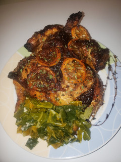 A picture of Honey lemon pepper roasted chicken.