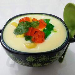 A picture of 🍲🍲⚘Custard Mango Soup with Jelly ⚘🍲🍲.