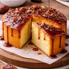 A picture of Sponge Cake with Date Syrup.