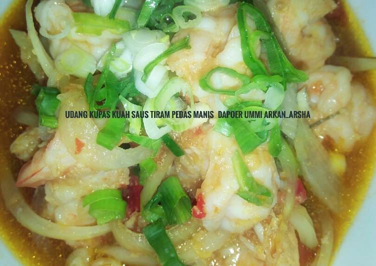 Udang kupas saus tiram pedas manis