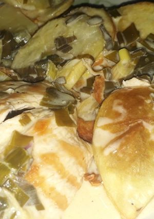 Una foto de Pollo al verdeo con crema