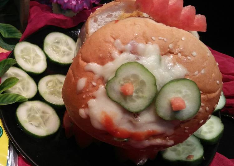 Cheesy Chicken Burger #CookpadApp #RamadanKiTayari