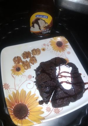 A picture of Chocolate walnut waffle without waffle maker.