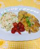 Filete empanados de pechuga de pollo con ensalada de papas y zanahoria!
