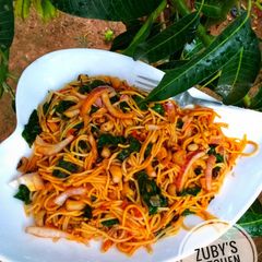 Pasta and beans jollof A picture of Pasta and beans jollof.