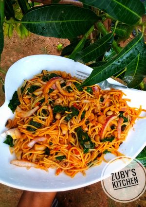 A picture of Pasta and beans jollof.