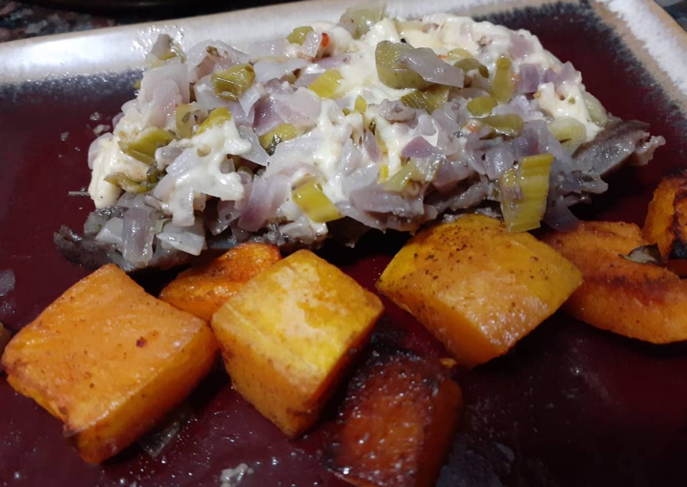 Paquetes de hígado con calabazas al horno