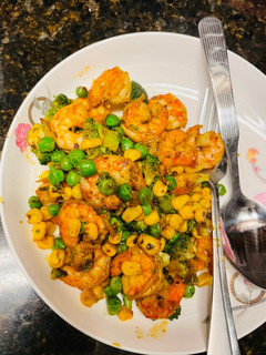 A picture of 10 mint shrimp vegetables.