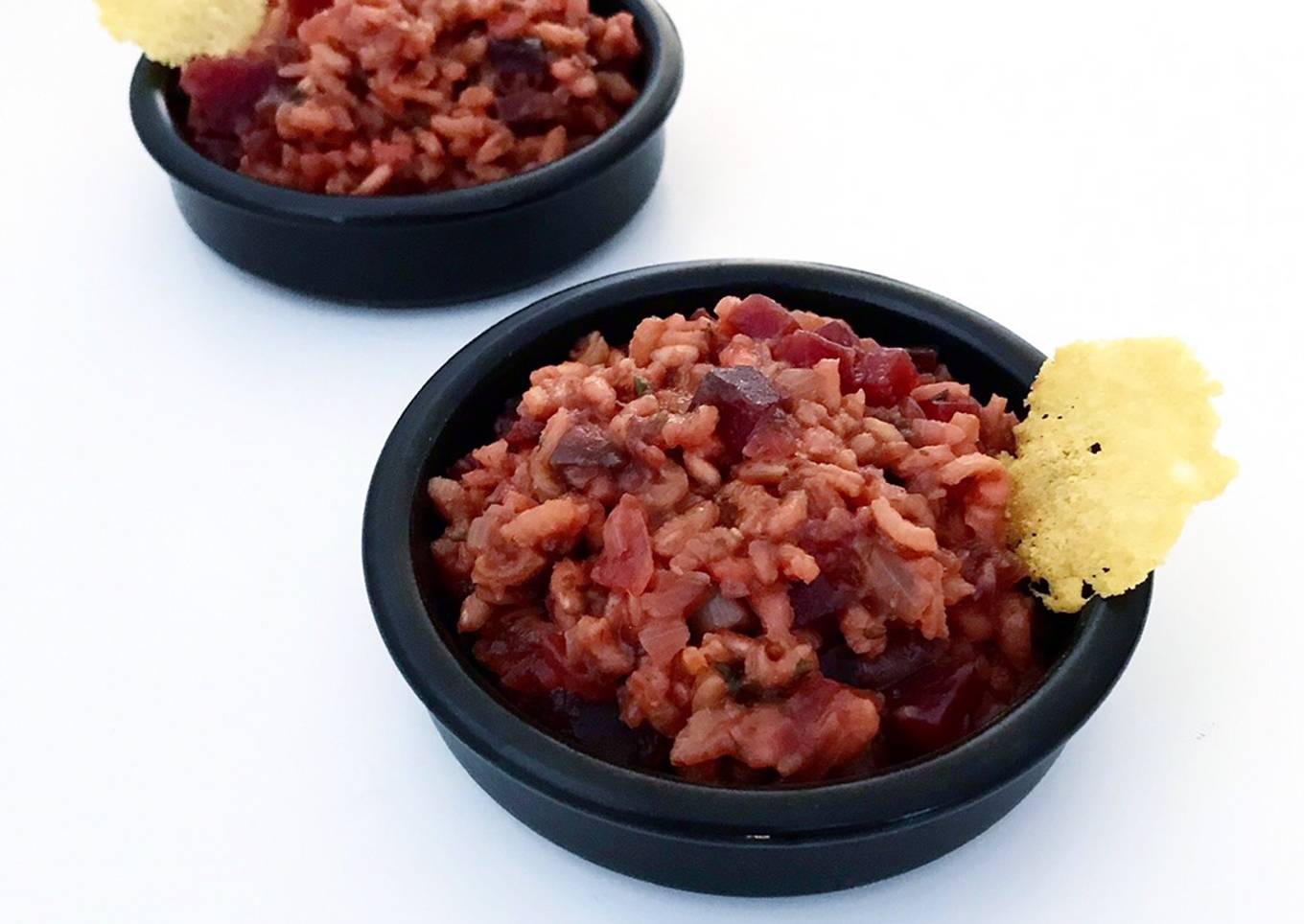 Risotto de betterave et tuile de parmesan