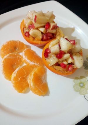 A picture of Orange juice fruit chat.