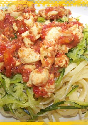 Une photo de Spaghettis au courgettes et hachis de dinde