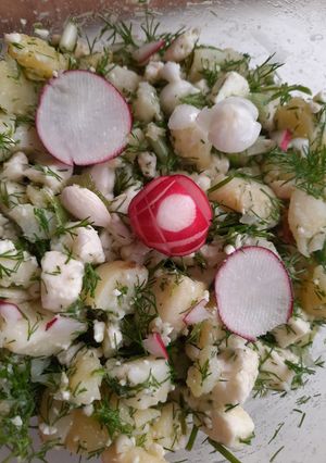 عکسی از دستور سالاد سیب زمینی خوشمزه