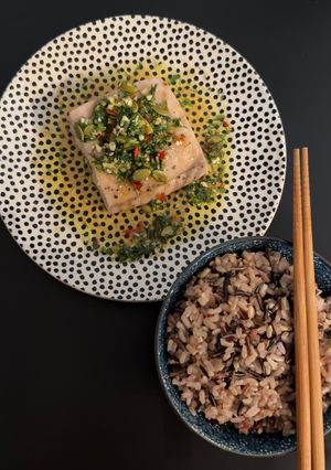 A picture of White Fish Papillote with Fish Sauce Gremolata.