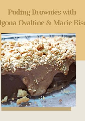 Foto resep Puding Brownies with Dalgona Ovaltine & Marie Biscuit