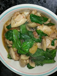 A picture of Chicken and Mustard Green Stir-fry.