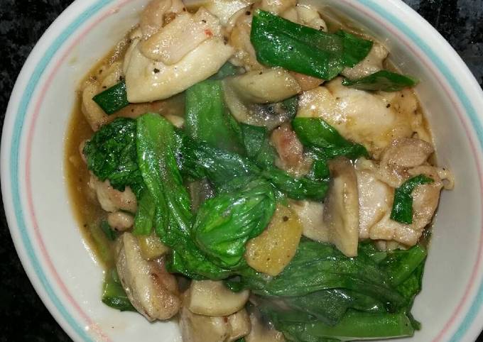 Recipe of Super Quick Homemade Chicken and Mustard Green Stir-fry